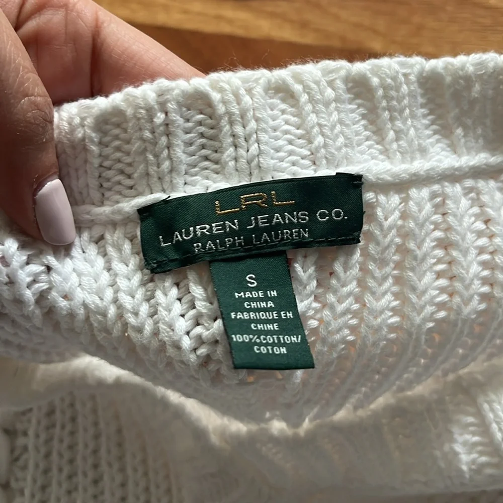 LAUREN RALPH LAUREN white fringe sleeveless sweater size small - Picture 2 of 3